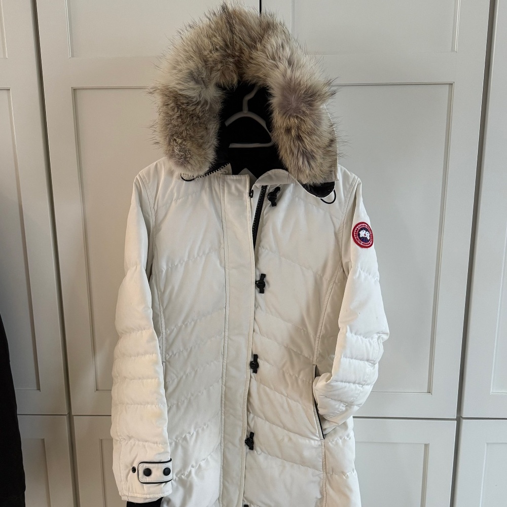 Canada Goose Lorette Parka Black Label with real fur hood trim